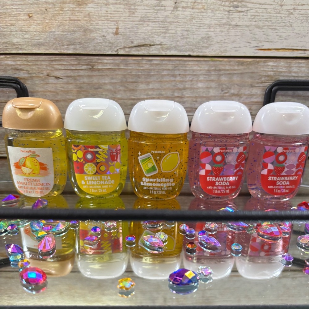 PocketBac Hand Sanitizer Lot 5 Fresh Amalfi Lemon Sweet Tea Sparkling Strawberry